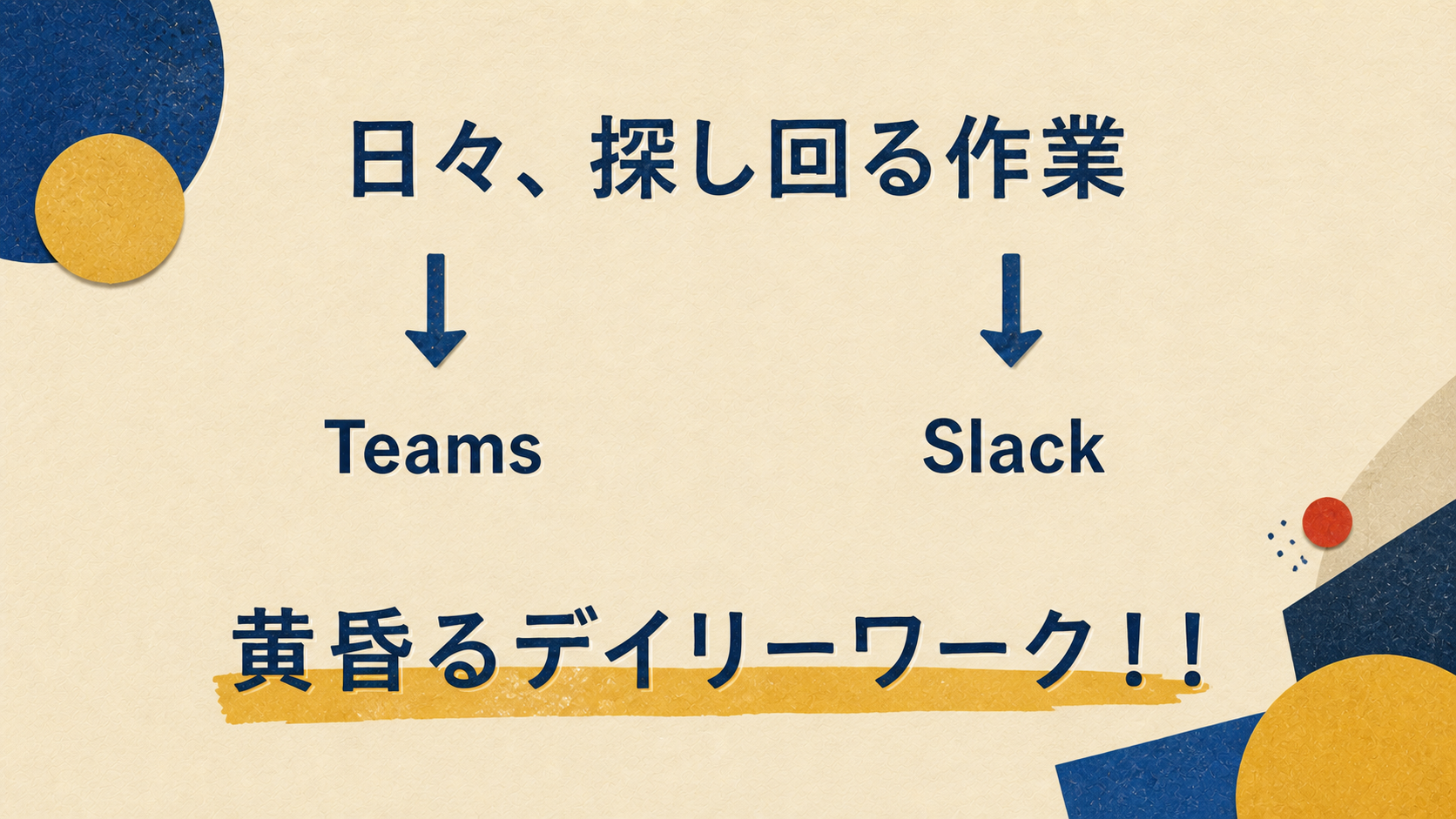 TeamsとSlackに散在した商談情報を日々探し回る負担を示す図
